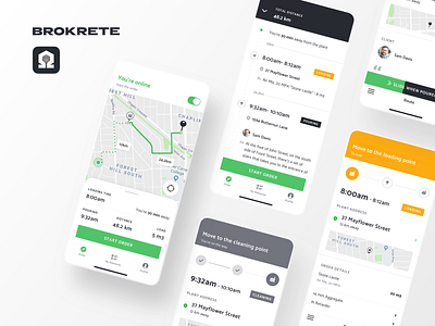 Brokrete: Concrete Driver's App app brokrete delivery flow interface ios map mobile navigate navigation schedule service stepper truck ui ux