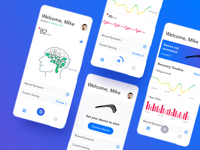 The first UI concept of Neurovine analytics app brain chart device healthcare heart interface ios iot minimal mobile ui