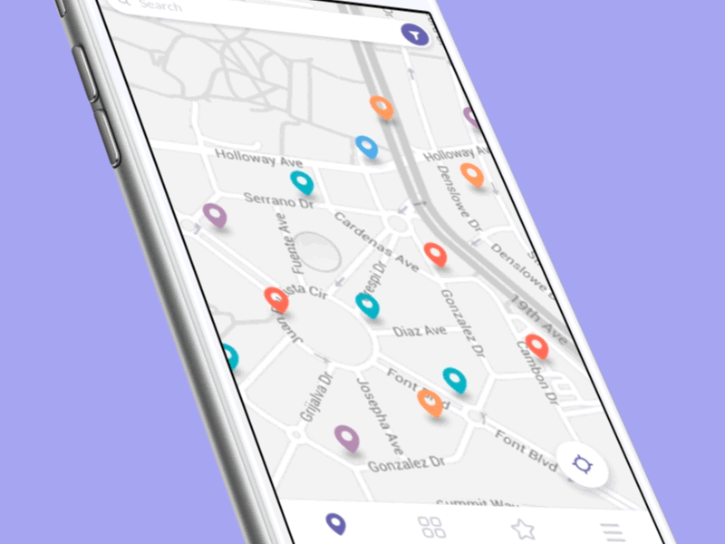 City Guide Conception call clean flat ios map minimal mobile navigation place ui