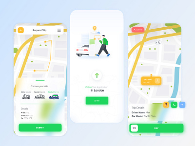 Online Taxi App blur blurred background glossy taxi app taxi booking app taxi driver ui ui design uiux