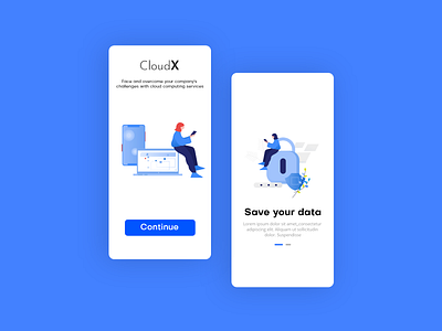CloudX - Save your data app design illustration minimal typography ui ux