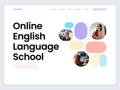 Online english school landing page branding concept design english illustration logo online school ui uiux ux