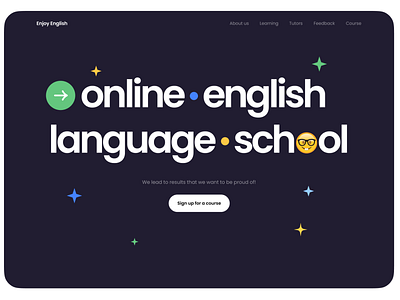 Online english school landing page branding concept design illustration logo typography ui uiux ux vector