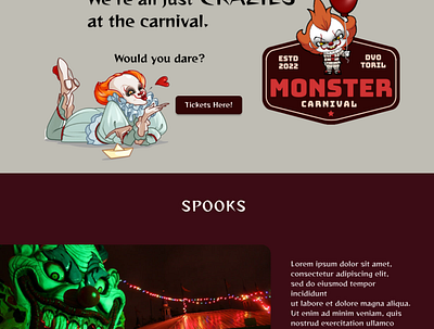 Monster Carnival Landing Page art branding design graphic design illustration landingpage logo mobile ui ux vector website