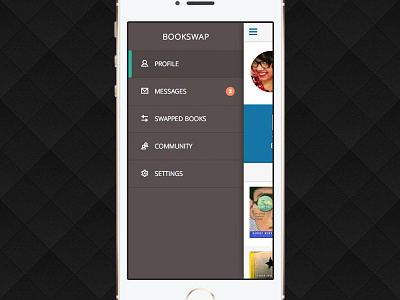 Bookswap Menu book books design interface menu mobile swap ui visual