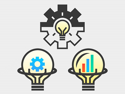 Social Innovation Hackathon Logos gear geometric hackathon illustration light bulb logo