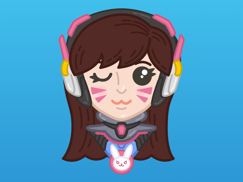 Game On videogames portrait vector d.va overwatch illustration
