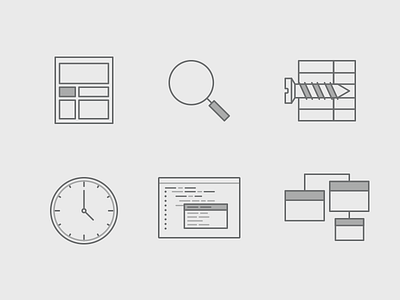 Monochromatic Icons for Web business intelligence data documentation icons illustration