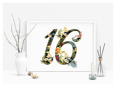 16 Lettering design floral illustration letter lettering numbers type typography