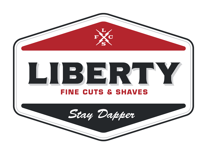 Liberty Patch logo design barbershop barber typography branding logo