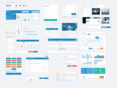 Web_UIKit blue chart download input kit list login trend ui uikit upload video