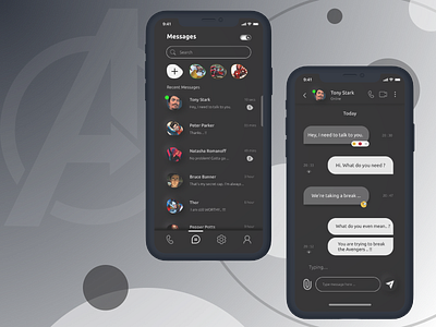 Direct Messaging App - Chatbox 100daysofdesign 3d aesthetic app avengers chat dailyui design directmessaging dm illustration logo marvel minimal text ui vector