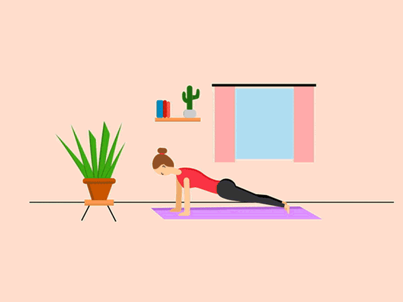 Planking Woman after effects from home illustration planking yoga