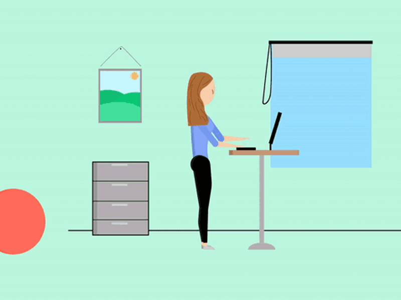 Work from home aftereffects animated gif animation illustration inside working working from home working process yoga ball