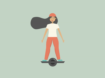 Onewheel Tricks aftereffects animatedgif animation fun onewheel tricks woman woman illustration