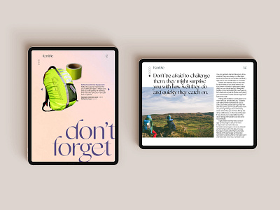 Ramble – Hiking e-Magazine branding editorial graphic design typography