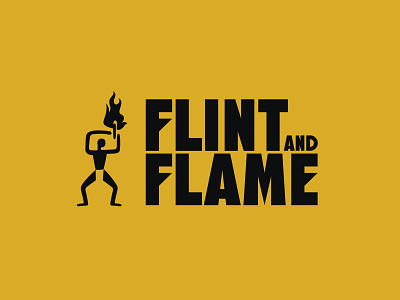 Flame | Daily Logo Challenge #10 and black dailylogochallenge day10 flames flint logo logotype man orange prehistoric prehistory prometheus torch yellow
