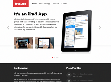 iPad App Template homepage jquery slider website layout