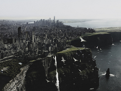 City Cliff city cliff compositing design illustration marjan ivkovic mattepainting photo manipulation photoshop photoshop art serbia serbian designer