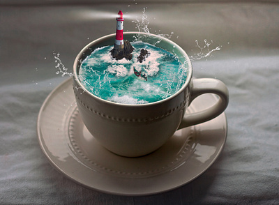 Storm in a teacup compositing cup design graphicdesign illustration marjan ivkovic photo manipulation photoshop photoshop art serbia serbian designer storm in a teacup tea