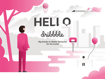 Illustration  Hello Dribbble