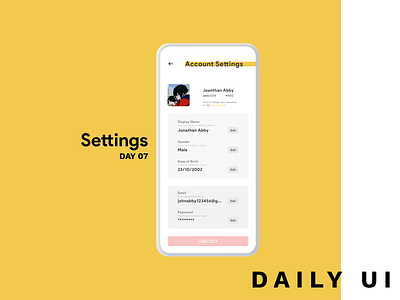 Settings | Daily UI | Day 7 dailyui dailyui007 dailyuichallenge design minimal mobile ui uiux ux