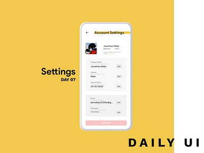 Settings | Daily UI | Day 7