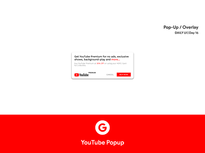 Pop Up | Daily UI | Day 16 ad clean contrast dailyui dailyuichallenge design google google ads minimal overlay popup simple ui uiux ux youtube youtube ad