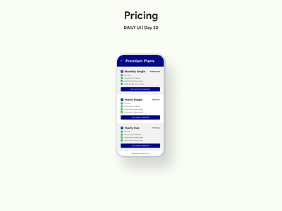 Pricing | Daily UI | Day 30 clean dailyui dailyuichallenge design minimal mobile simple ui uiux ux