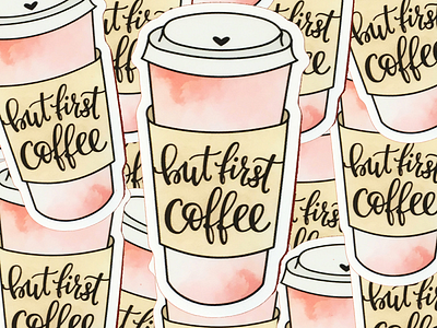 But First, Coffee Sticker coffee sticker watercolor