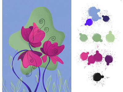 Cosmic Lillies flowers illustration procreate