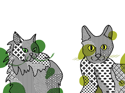 Pop Art Cats cat cats illustration art line pet pets popart