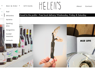 Helen's Bottle Shop css design html retail shopify ui web