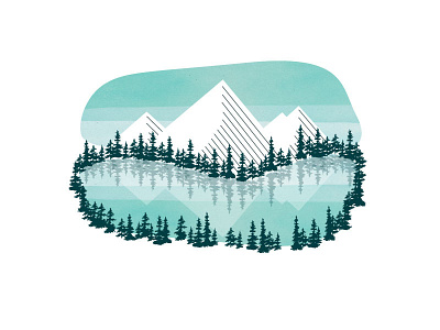 reflections doodle illustration illustrator mountains nature vector