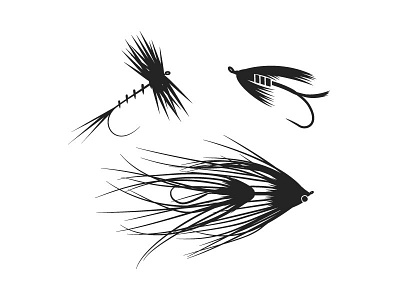 fly collection doodle fishing fly fishing icon illustration illustrator nature vector