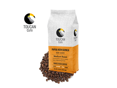 Coffee bag design for Toucan Cafe branding coffee design graphic design illustration logo organics vector