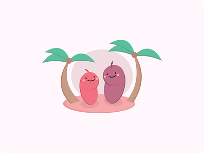 Date on the beach branding date dates dating app design fruits graphic design illustration