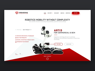 Arti3 Case Study 99designs arti homepage red robot robotics