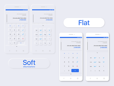 Neumorphism vs Flat || Calculator UI android app blue calculator design flat neumorphic soft ui ui design ux xd