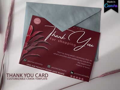 Red Tawaang Thank You Card for Small Business business card canva template thank you card thank you card design thank you card template