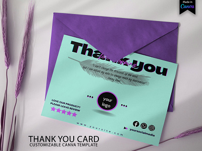 Thank You Card Black Purple for Small Business | Canva Template