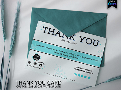 Blue Line Thank You Card for Small Business | Canva Template business card business card design business card template canva canva card template canva template graphic design thank you card thank you card design thank you card template