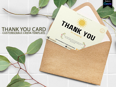 The Yellow Sun Thank You Card for Small Business | Canva business card business card design canva canva design canva template thank you card thank you card design thank you card template