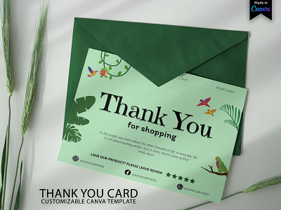 The Jungle Thank You Card for Small Business | Canva business card canva template design jungle thank you card thank you card template