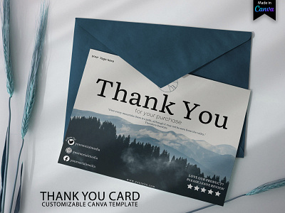 The Mountains Thank You Card for Small Business | Canva business card canva template design mountain thank you card thank you card template