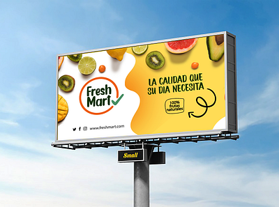 Fresh Mart MockUp branding color contrast design fruits illustration illustrator logo photoshop vector web
