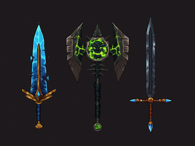 Fantasy Weapons axe game art icon illustration sty stylized sword ui weapon