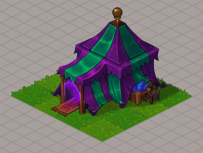 Magician's Tent game art illustration isometric mage stylized