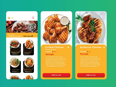 Chicken food delivery app adobe xd ui uiuxdesigner ux