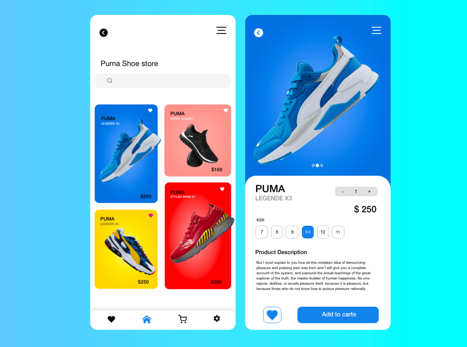 PUMA SHOES APP DESIGN by DAVE FRANCOIS on Dribbble